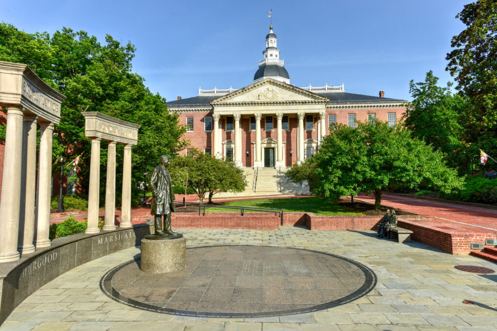 Maryland State House in Annapolis, home of the General Assembly that sets the state's controlled substance laws